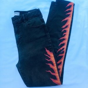 Hand painted flame jeans!